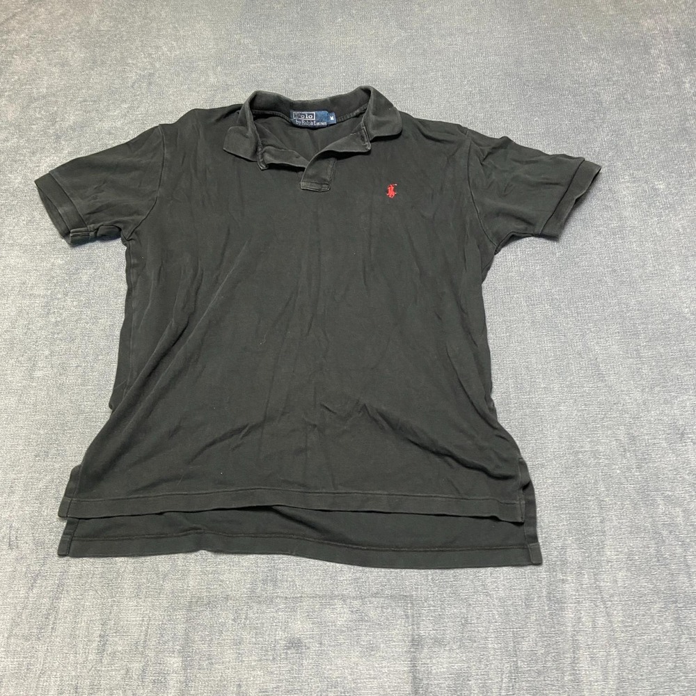 Polo By Ralph Lauren Polo Shirt Mens Medium Black Pony Logo High Low Hem Golf